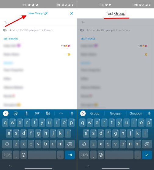 snapchat - changer le nom du chat de groupe