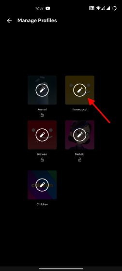 option de suppression de profil netflix - android et ios