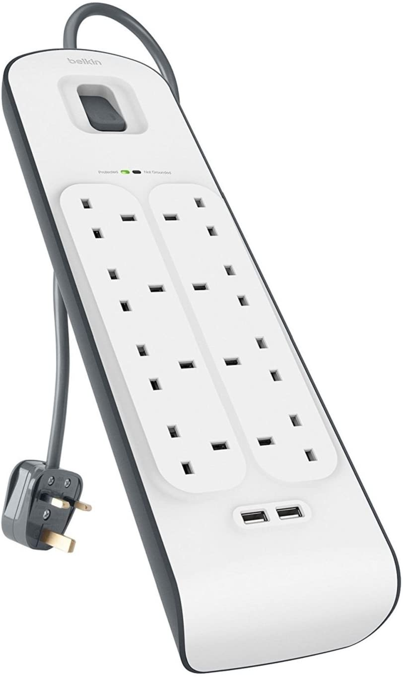 Bande de rallonge de protection contre les surtensions de 2 m à 8 voies Belkin