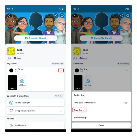 enregistrer l'histoire snapchat