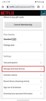 gérer l'option de périphérique de téléchargement sur l'application netflix