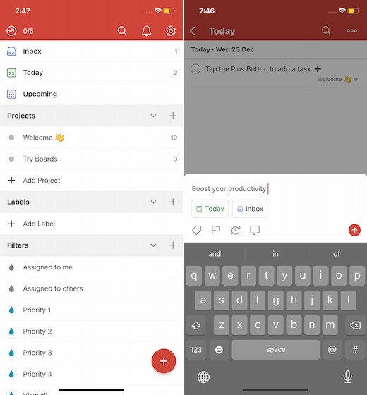 Todoist pour iPhone et iPad