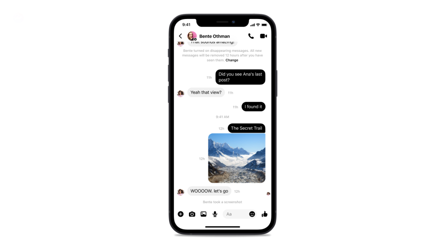 facebook messenger fonction de notification de capture d'écran de cryptage de bout en bout
