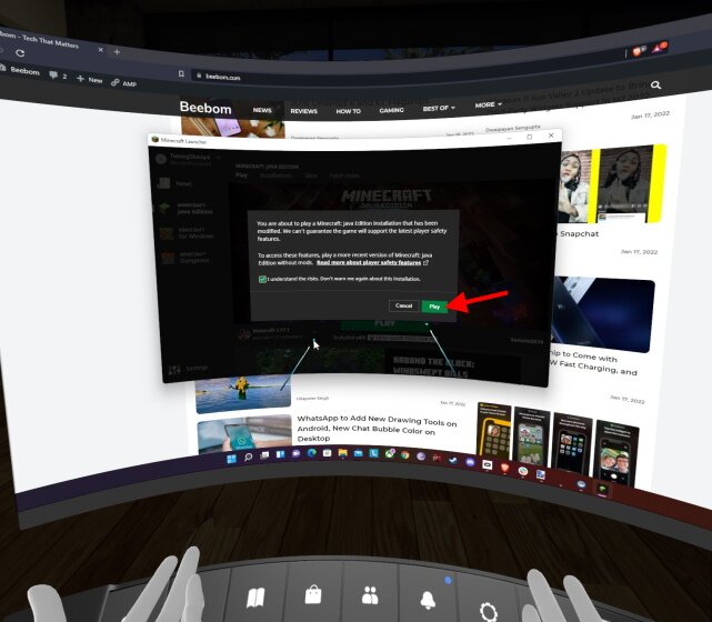 minecraft oculus quête 2