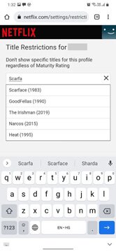 rechercher et sélectionner des films à masquer sur netflix mobile