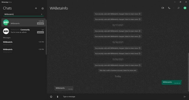 L'application WhatsApp Beta UWP prend en charge le thème sombre sous Windows