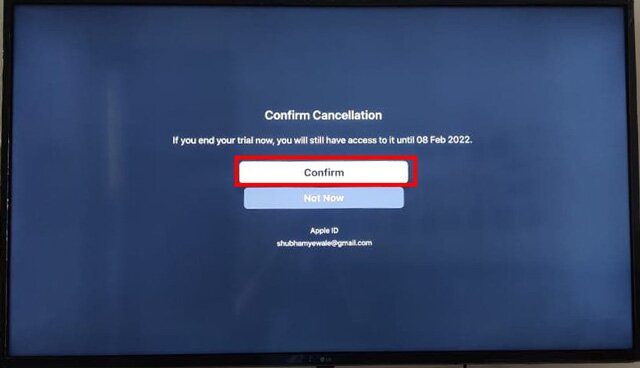confirmer l'annulation de l'abonnement Apple TV+ sur une smart TV ou Apple TV