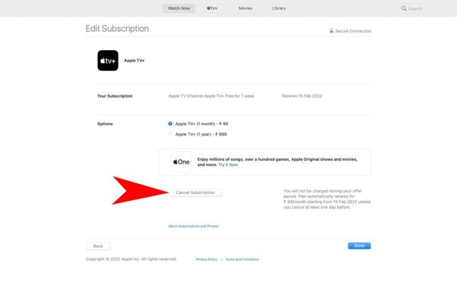 annuler l'abonnement Apple TV + sur mac