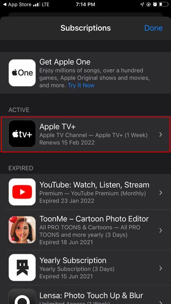 abonnement apple TV+ actif sur iphone