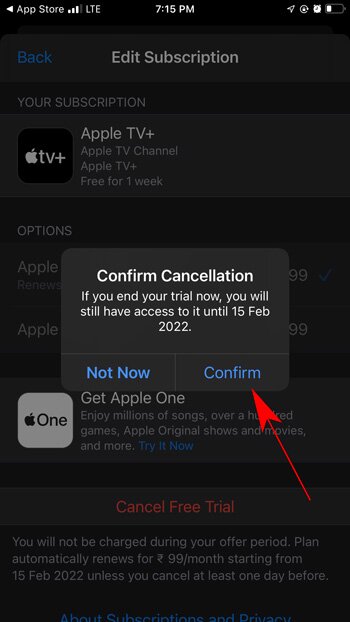 confirmer l'annulation de l'abonnement Apple TV+ sur iPhone