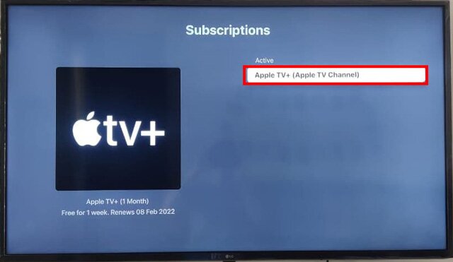 Option Apple TV+ sous abonnement actif sur une Smart TV