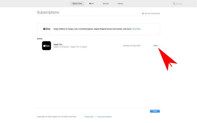 modifier l'abonnement apple tv+ actif sur mac