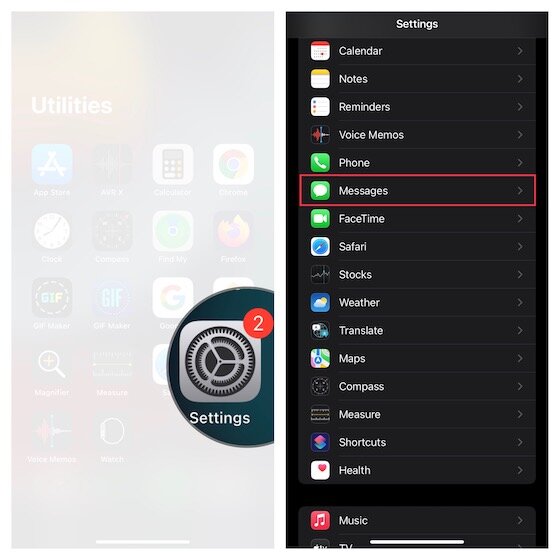 Paramètres de messagerie sur iPhone