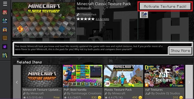 Activer les packs de textures dans l'édition Minecraft bedrock