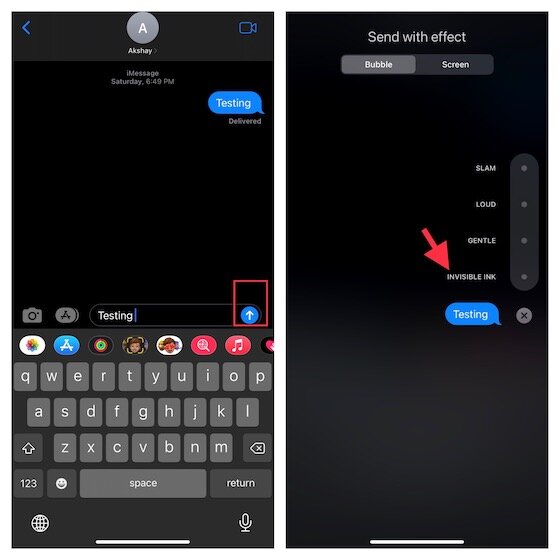 Masquer iMessage à l'aide d'Invisible Ink sur iPhone et iPad