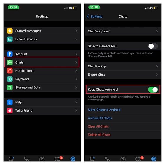 Gardez toujours les chats WhatsApp archivés sur iPhone