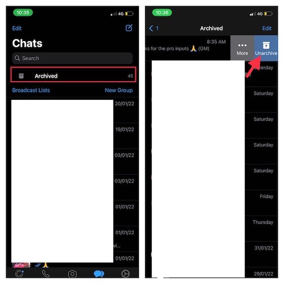Désarchivez tous les chats WhatsApp sur iPhone
