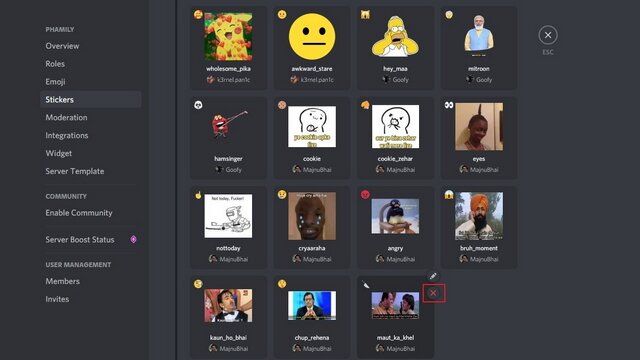 supprimer l'autocollant du serveur