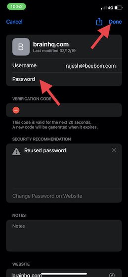 Appuyez sur Modifier en haut à droite sur iPhone