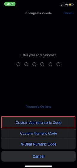 Code alphanumérique personnalisé sur iOS