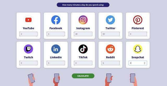 calculateur pour voir l'empreinte carbone des applications de médias sociaux