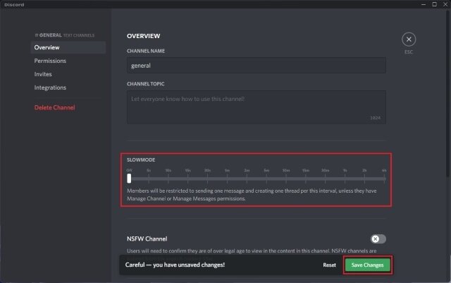 désactiver le mode lent et enregistrer les modifications