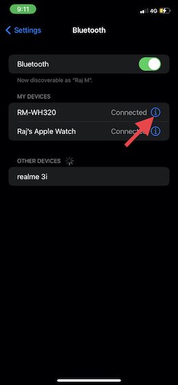 Modifier le nom d'un appareil Bluetooth sur iOS