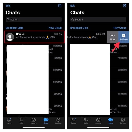 masquer les chats WhatsApp sur iPhone