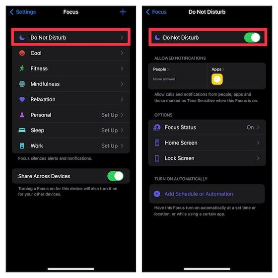 Activer Ne pas me déranger sur iOS