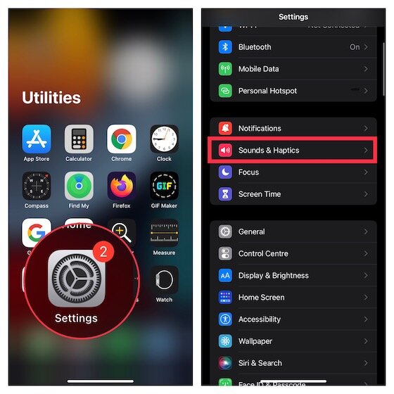 Réglage des sons et de l'haptique sur iOS