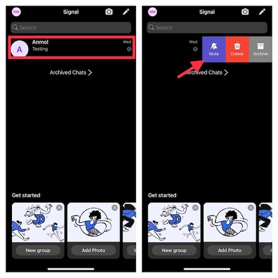 Désactiver les conversations de signal individuelles sur iPhone