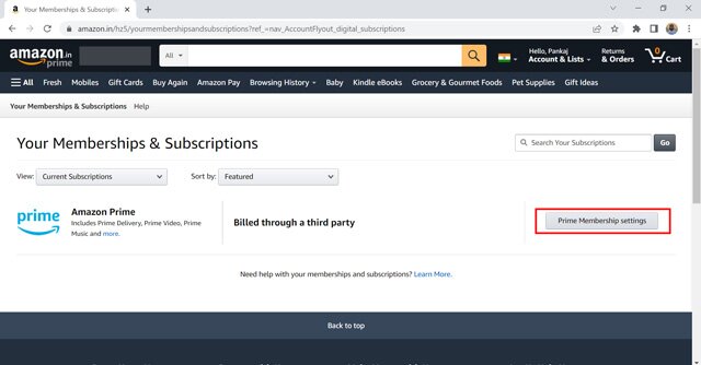 Bouton d'adhésion Amazon Prime