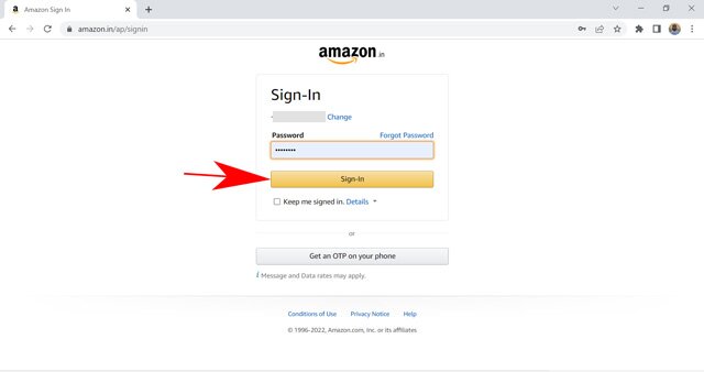 Connectez-vous au compte Amazon