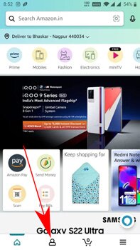ouvrir les paramètres du compte amazon sur l'application smartphone