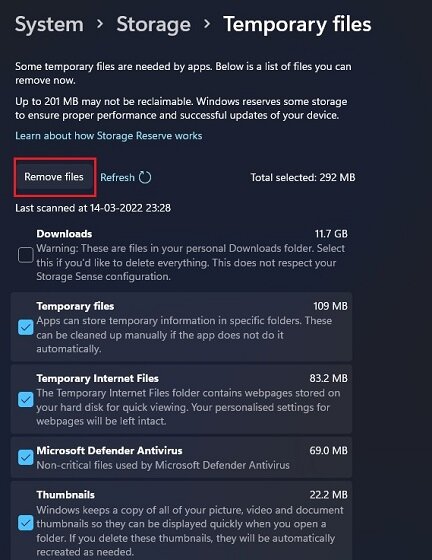 vider le cache windows 11