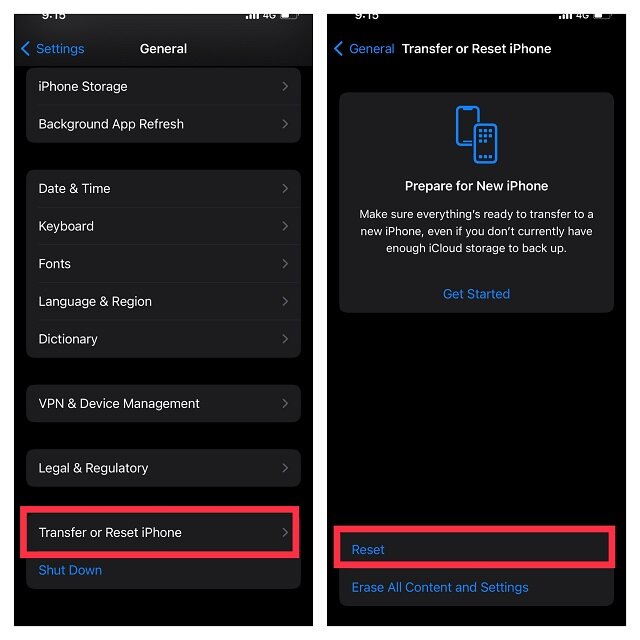 Transférer ou réinitialiser l'iPhone