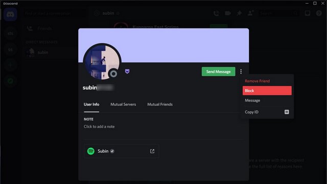 bloquer quelqu'un sur discord