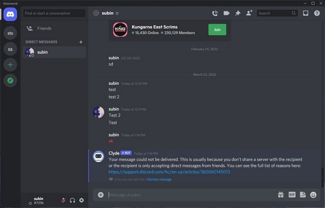 clyde bot message avertissement discorde